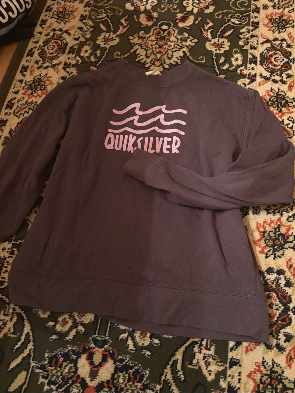Quiksilver Purple Crewneck Sweatshirt with Pink Logo